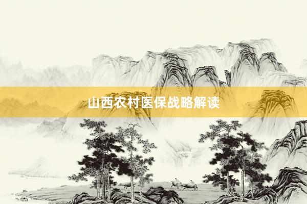 山西农村医保战略解读