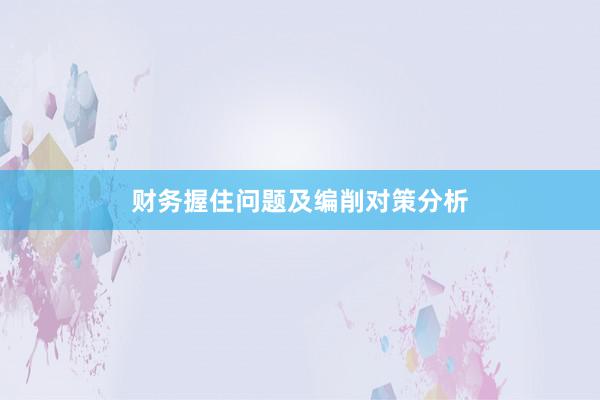 财务握住问题及编削对策分析