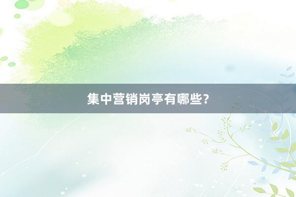 集中营销岗亭有哪些？